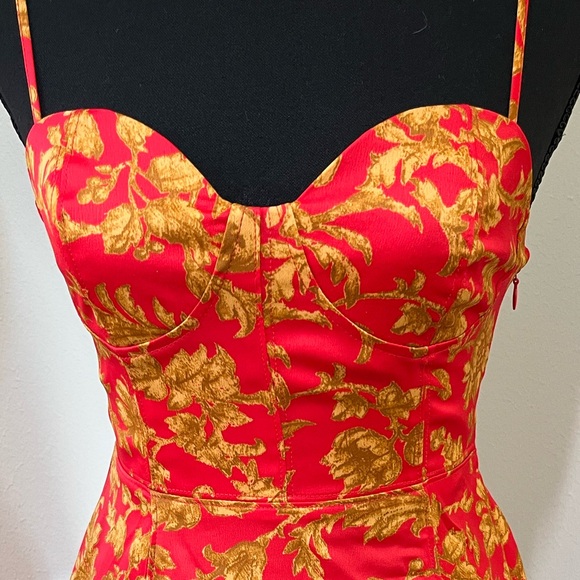 Urban Outfitters UO Dresses & Skirts - NWT UO Bustier Floral Mini Dress Orange/Red Gold Size S